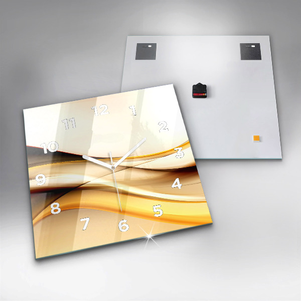 Square glass wall clock Abstract wave