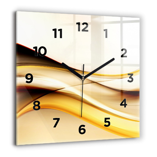 Square glass wall clock Abstract wave
