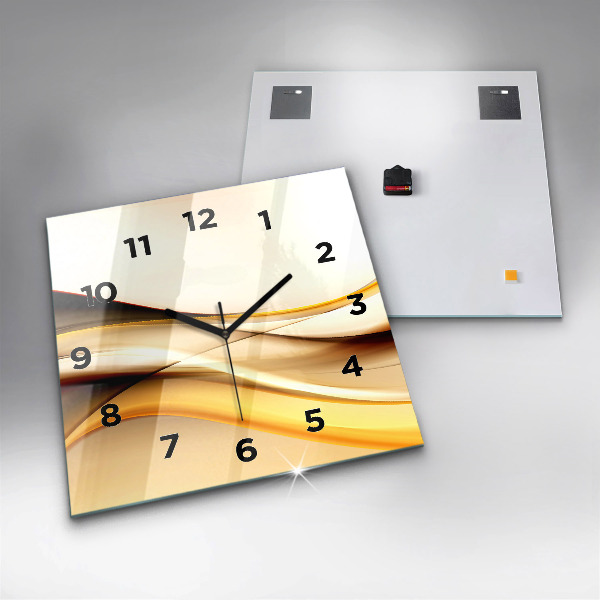Square glass wall clock Abstract wave