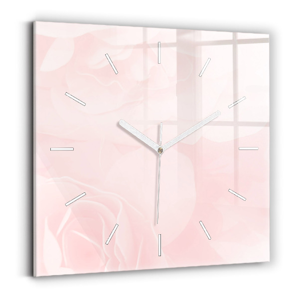 Square glass wall clock Blooming roses