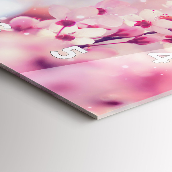 Square glass wall clock Spring flowers