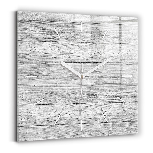 Square glass wall clock Wooden panels