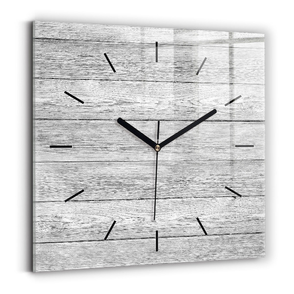 Square glass wall clock Wooden panels