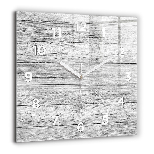 Square glass wall clock Wooden panels