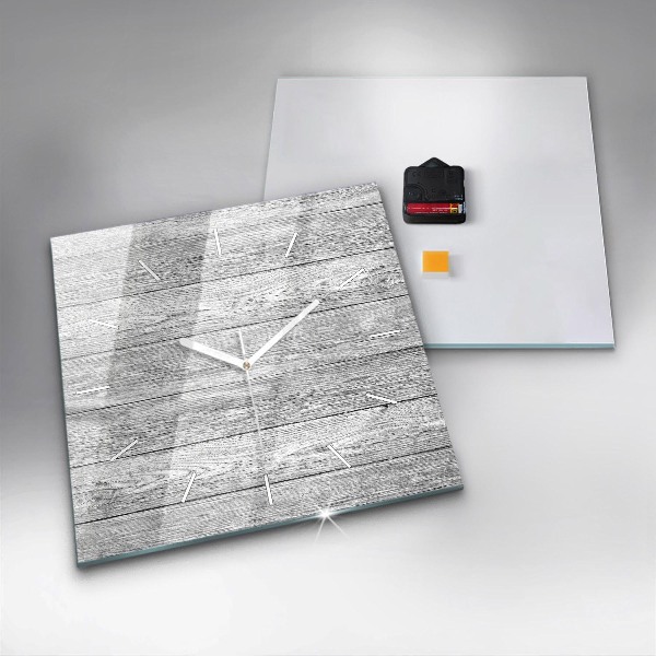 Square glass wall clock Wooden panels