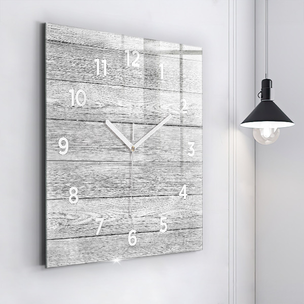 Square glass wall clock Wooden panels