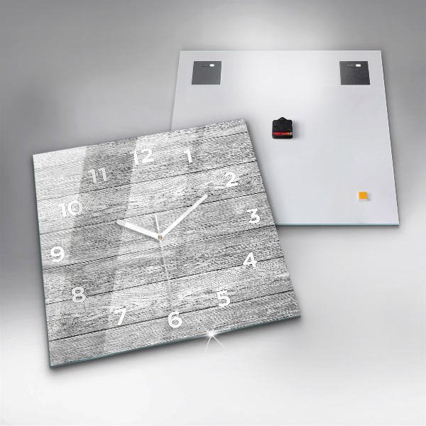 Square glass wall clock Wooden panels