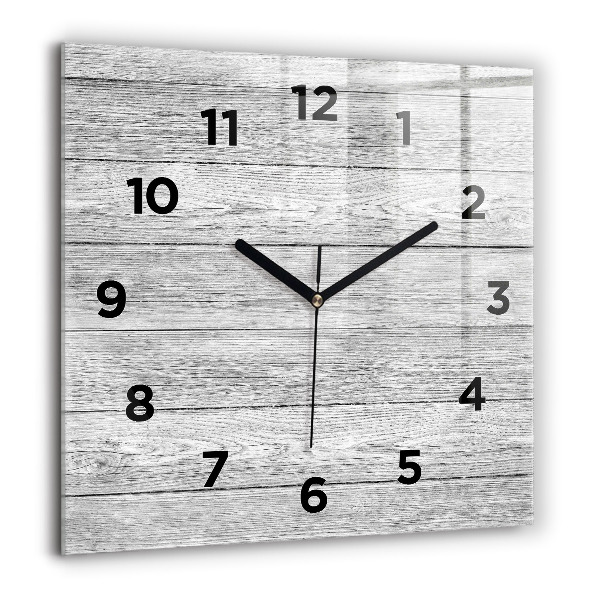 Square glass wall clock Wooden panels