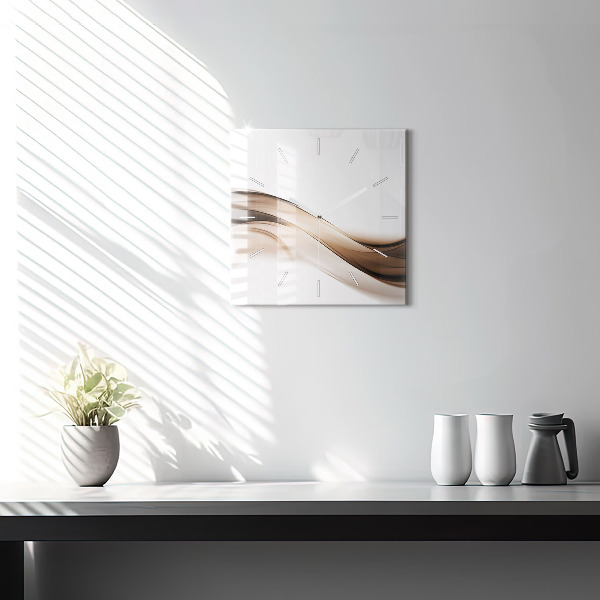 Square glass wall clock Abstraction line