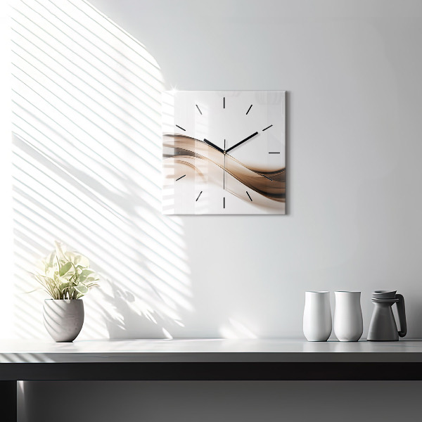 Square glass wall clock Abstraction line