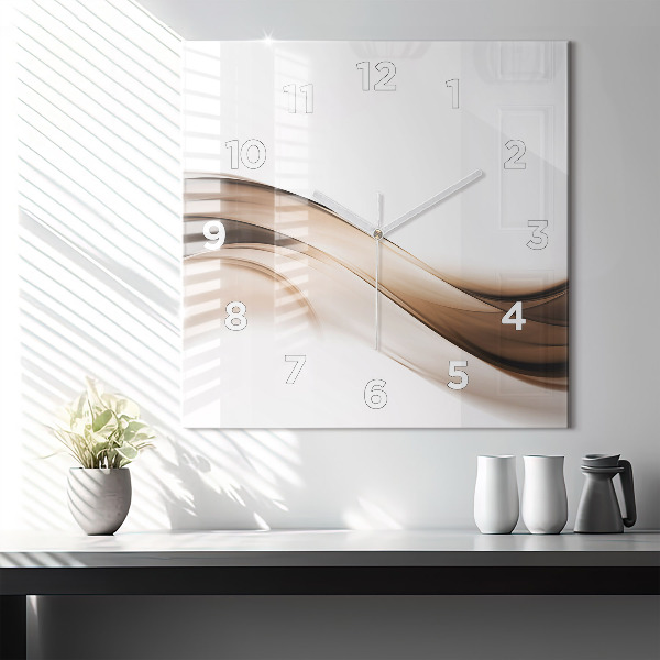 Square glass wall clock Abstraction line