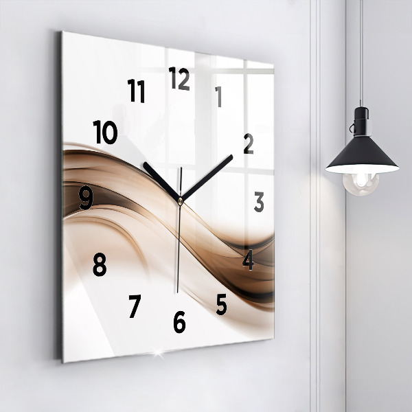 Square glass wall clock Abstraction line