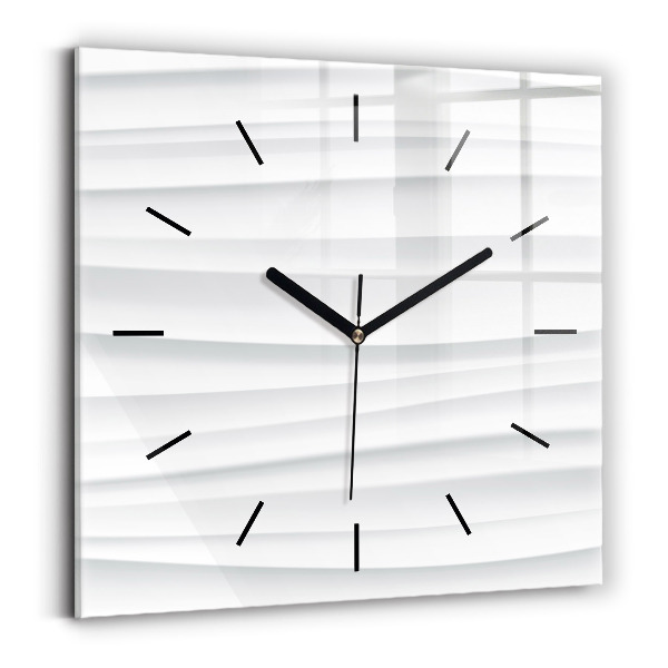 Square glass wall clock Waves texture