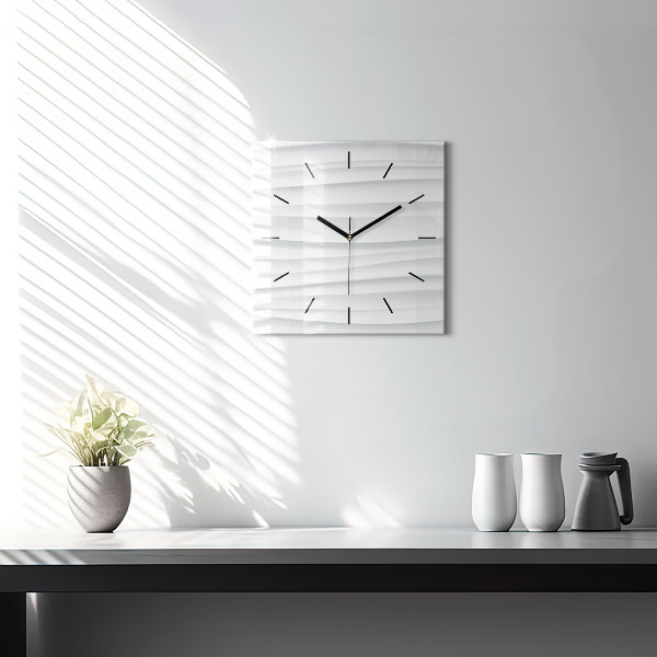 Square glass wall clock Waves texture