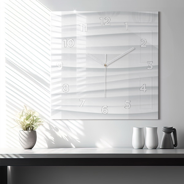 Square glass wall clock Waves texture