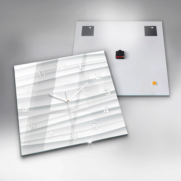 Square glass wall clock Waves texture
