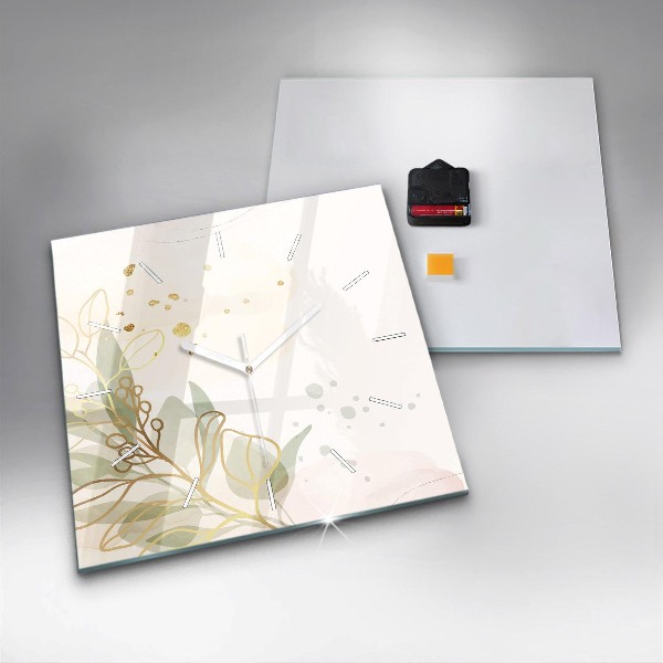 Square glass wall clock Pastel abstraction