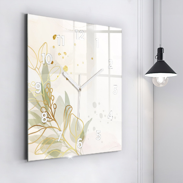 Square glass wall clock Pastel abstraction