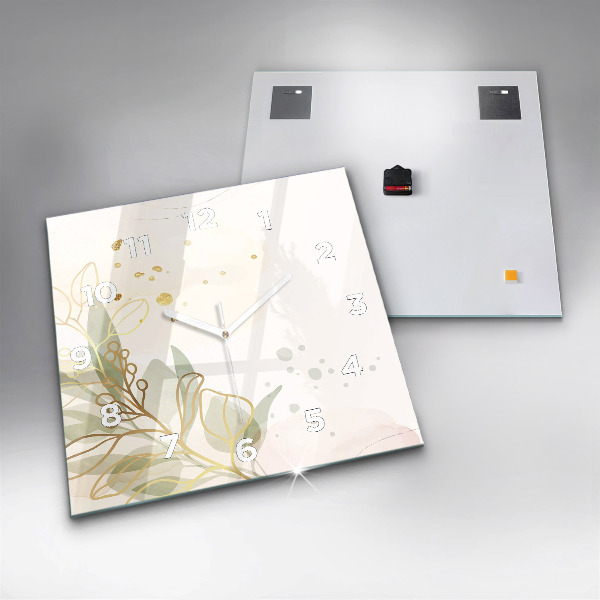 Square glass wall clock Pastel abstraction