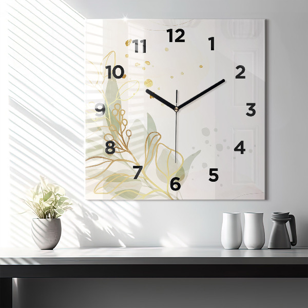 Square glass wall clock Pastel abstraction