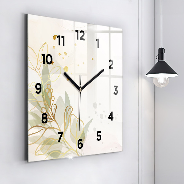 Square glass wall clock Pastel abstraction