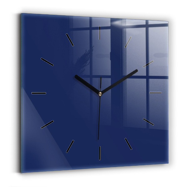 Square glass wall clock Navy blue color
