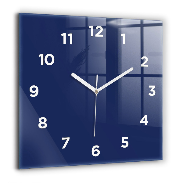 Square glass wall clock Navy blue color