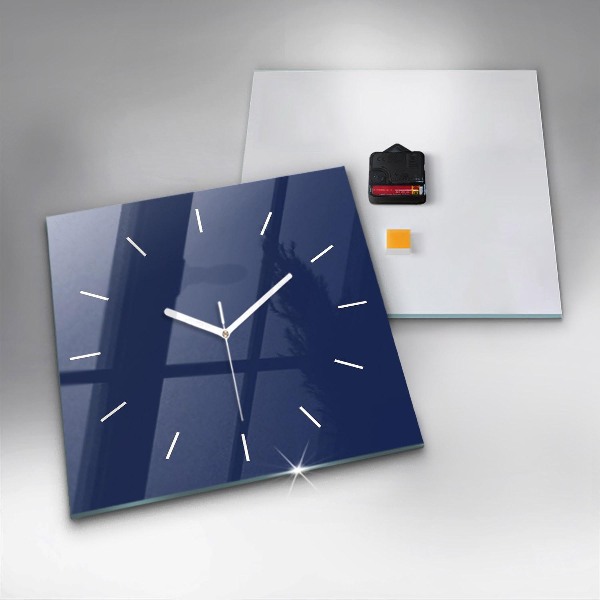 Square glass wall clock Navy blue color