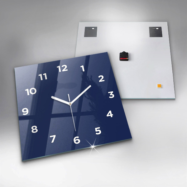 Square glass wall clock Navy blue color