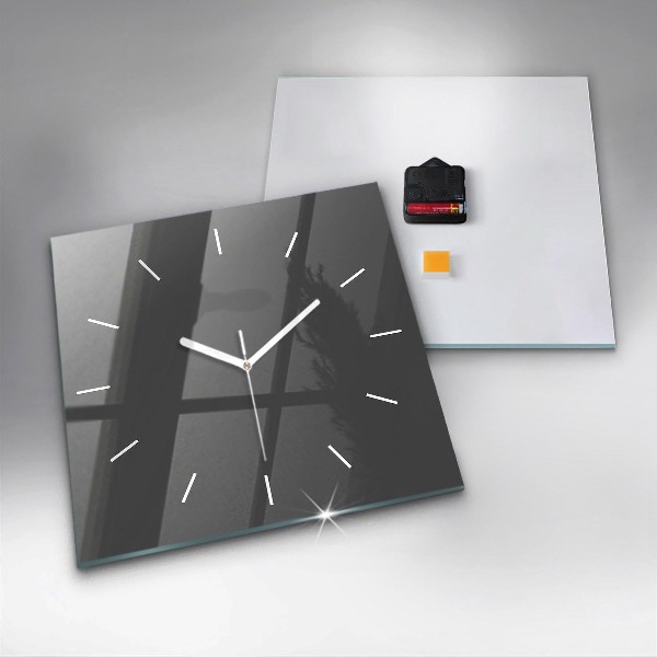 Square glass wall clock Color gray