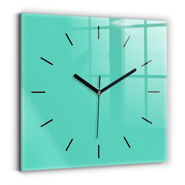 Square glass wall clock Turquoise