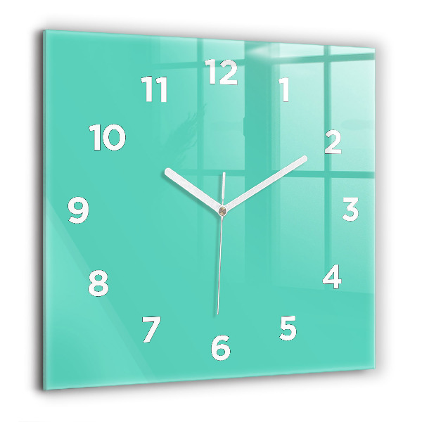 Square glass wall clock Turquoise