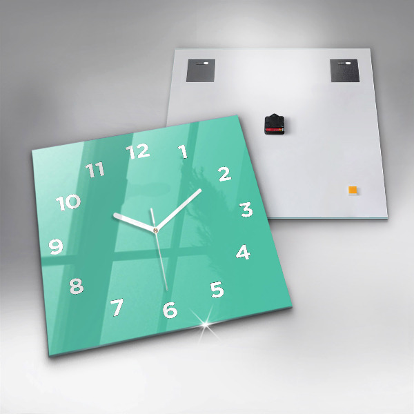 Square glass wall clock Turquoise