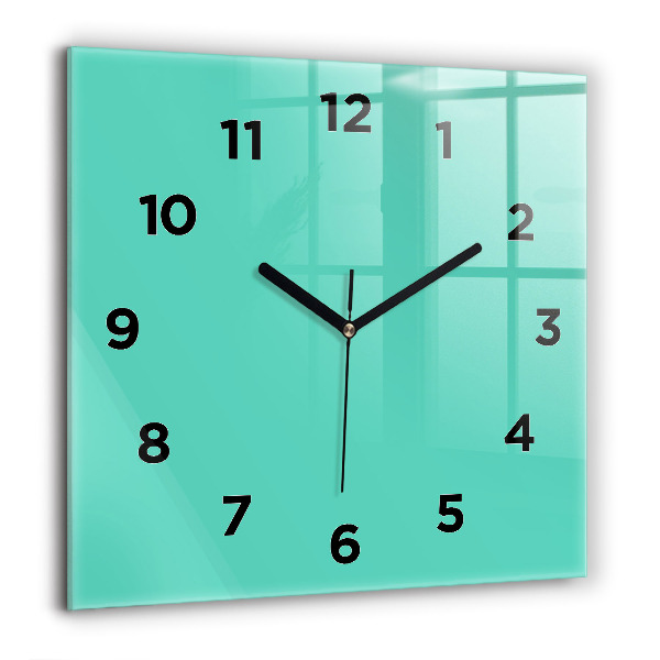 Square glass wall clock Turquoise