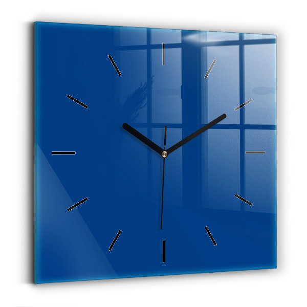 Square glass wall clock Blue