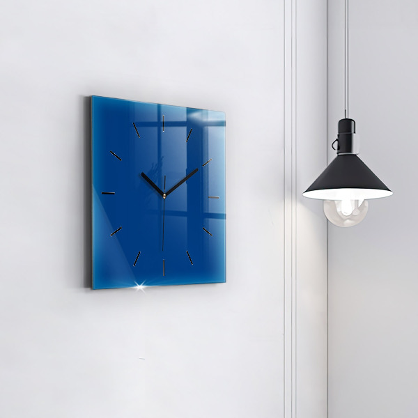 Square glass wall clock Blue