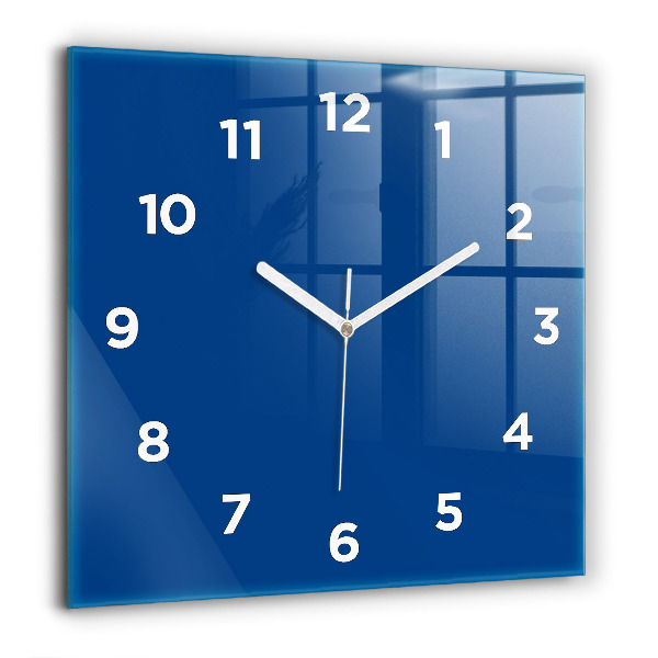 Square glass wall clock Blue