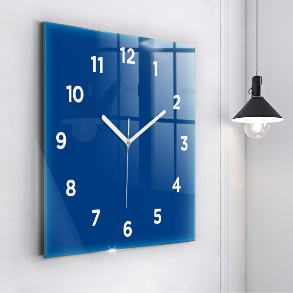 Square glass wall clock Blue