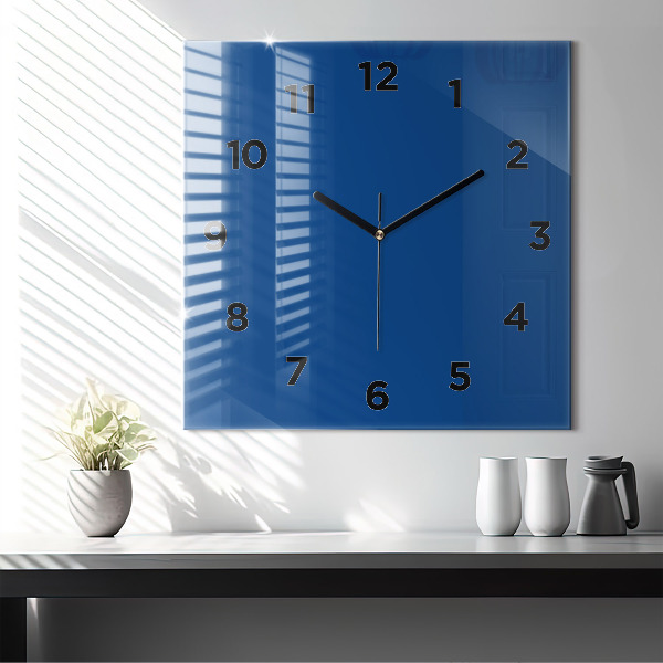 Square glass wall clock Blue