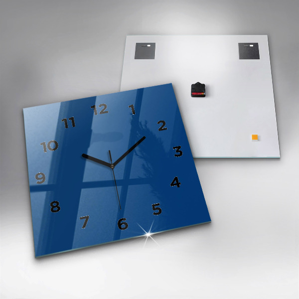 Square glass wall clock Blue