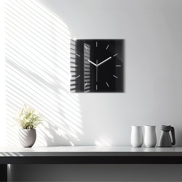 Square glass wall clock Black
