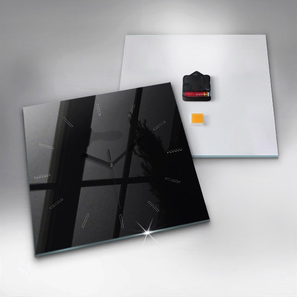 Square glass wall clock Black