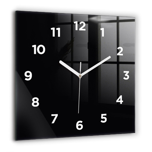 Square glass wall clock Black