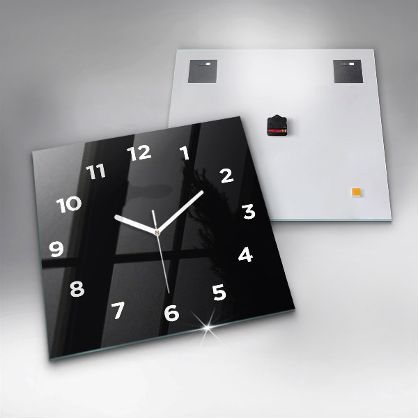 Square glass wall clock Black