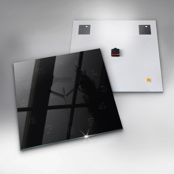 Square glass wall clock Black