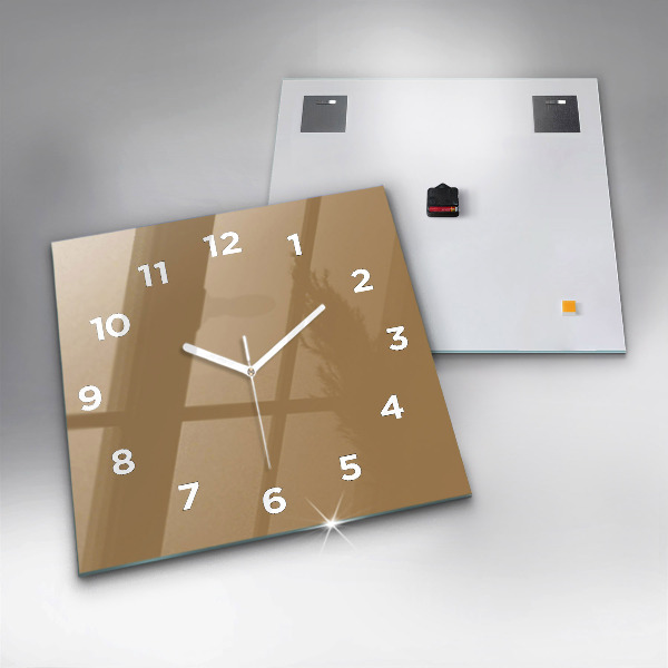 Square glass wall clock Beige