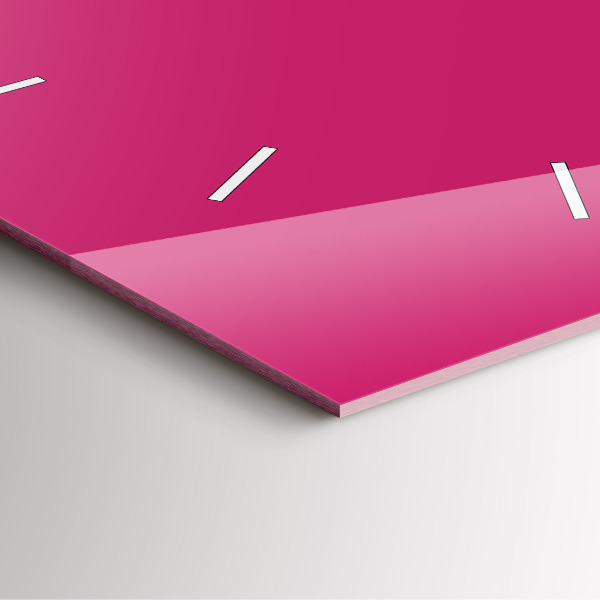 Square glass wall clock Pink