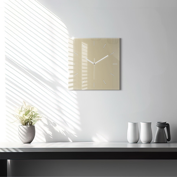 Square glass wall clock Beige