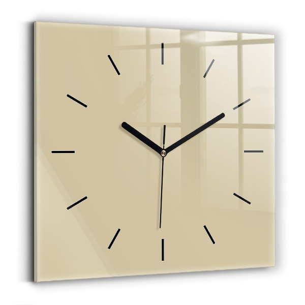 Square glass wall clock Beige
