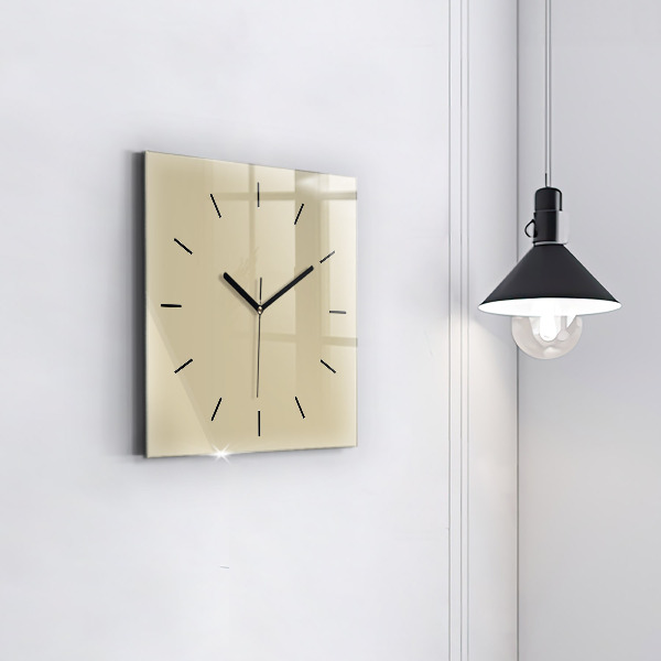 Square glass wall clock Beige
